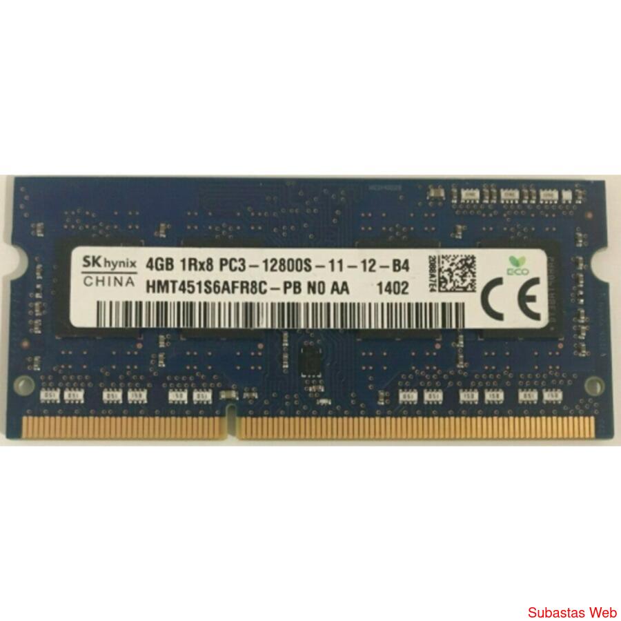 Memoria Sodimm DDR3 PC3 12800s 4GB 1Rx8
