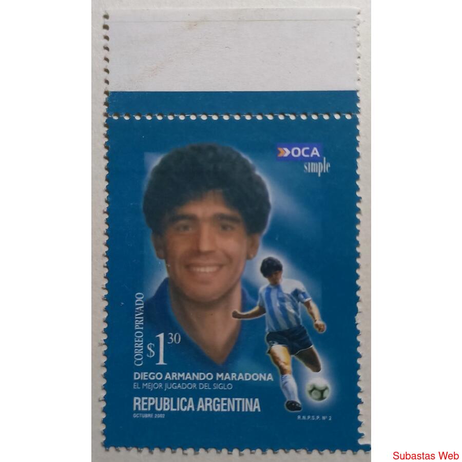 Sello Correo Privado OCA. MARADONA. Mint