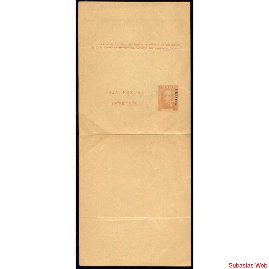 ARGENTINA FAJA POSTAL GJ FAJ72 SOBRECARGA MUESTRA. U$50,00