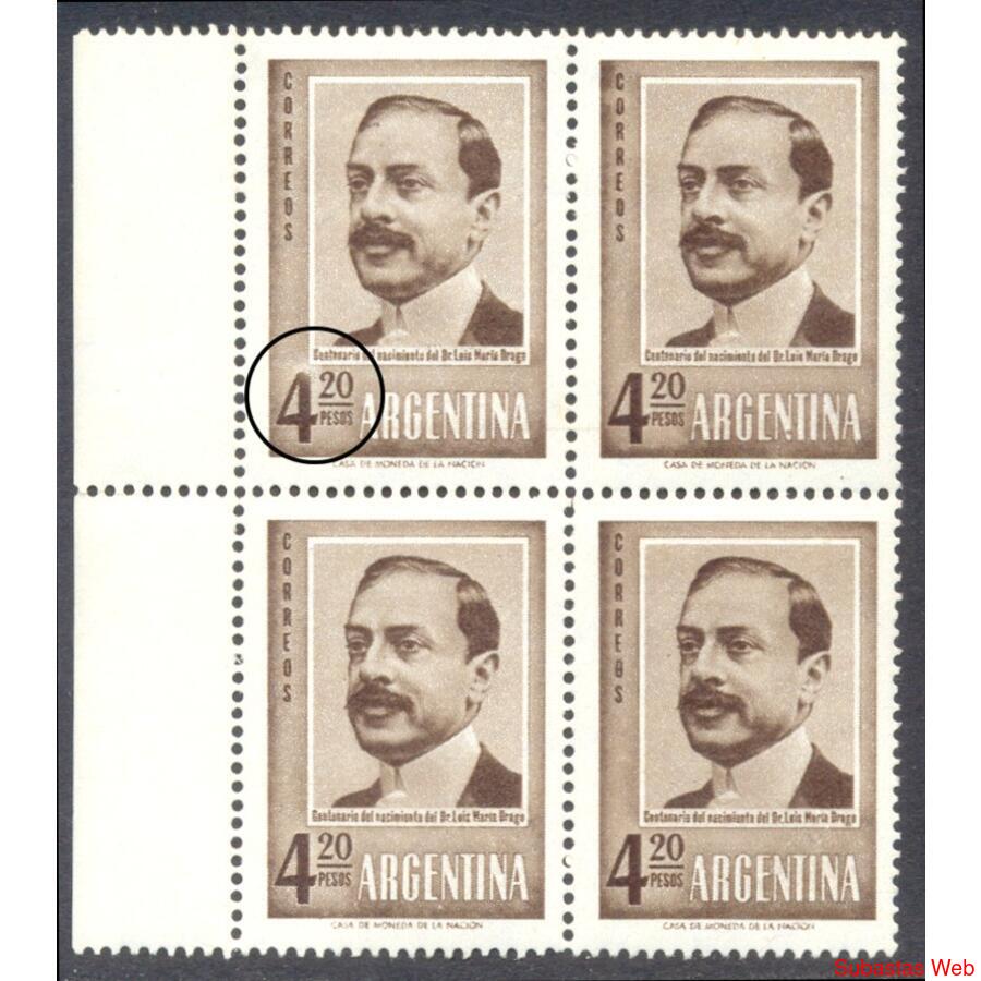 ARGENTINA GJ1181 CUADRO NOTORIA VARIEDAD CATALOGADA. LUJO!!!