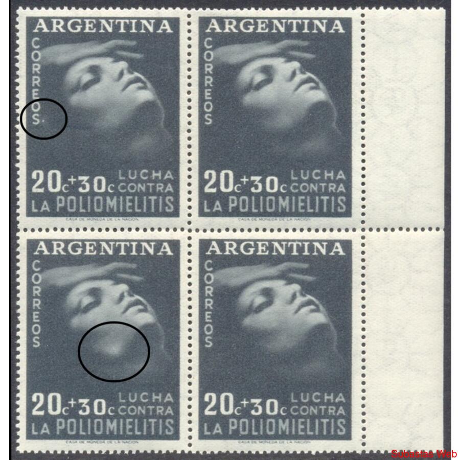 ARGENTINA GJ1063 CUADRO CON DOBLE VARIEDAD CATALOGADA. LUJO!