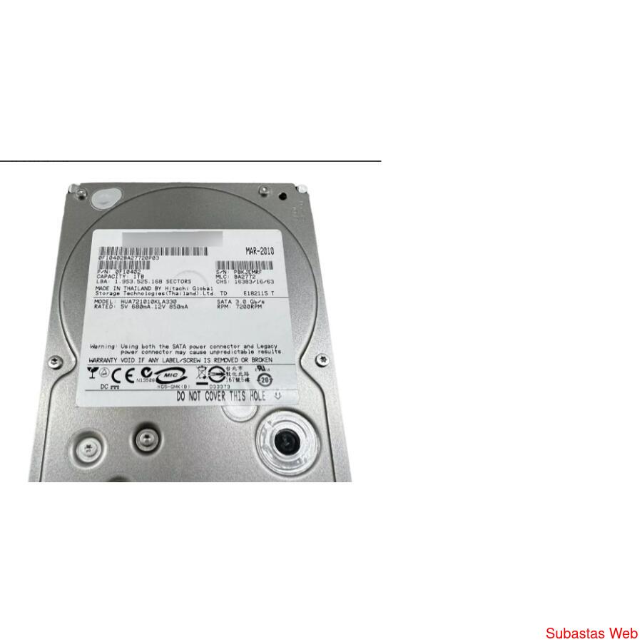 Disco Rigido para Pc 3.5  Interno Hitachi 1 TB  Hua722010cla