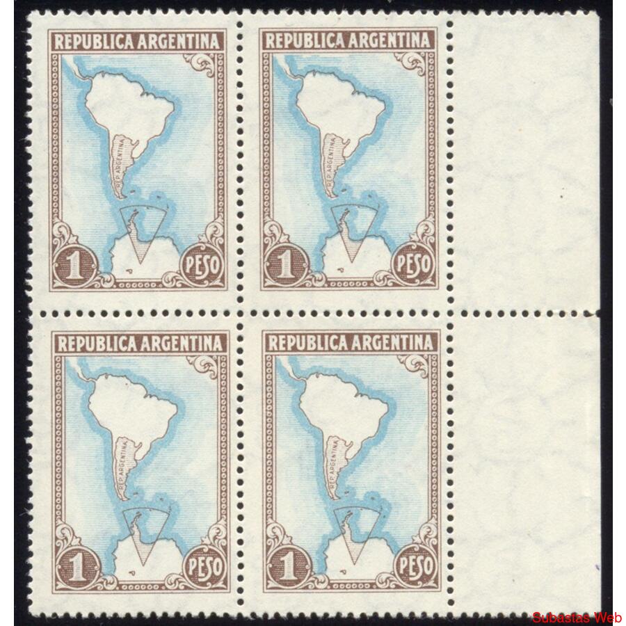 ARGENTINA GJ876a MAPA CUADRO NUEVO VARIEDAD CATALOGADA. LUJO