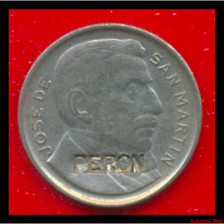 ARGENTINA 1952 MONEDA ORIGINAL ESTAMPADO PERON. CURIOSIDAD!!