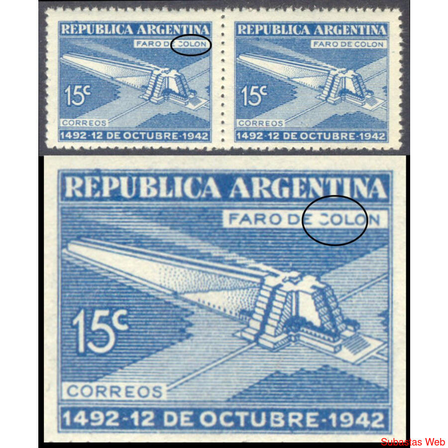 ARGENTINA GJ868 FARO COLON CON RARA VARIEDAD DE IMPRESIÓN!!!