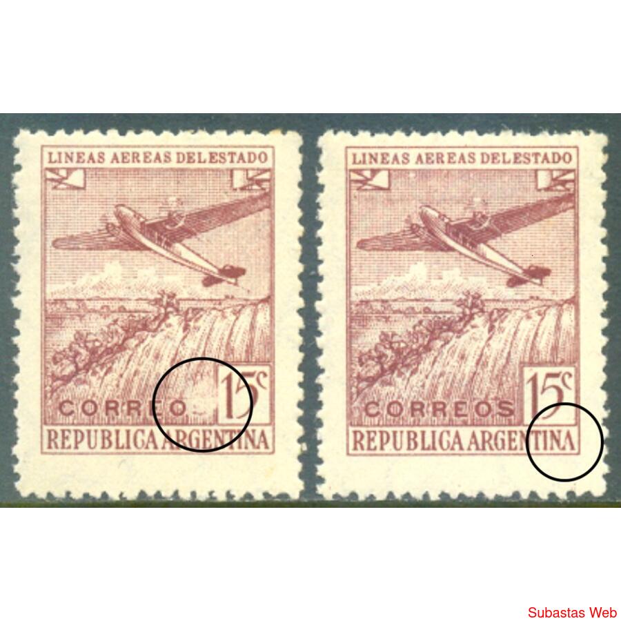 ARGENTINA GJ931 LADE 2 SELLOS MINT VARIEDADES DE IMPRESIÓN!!