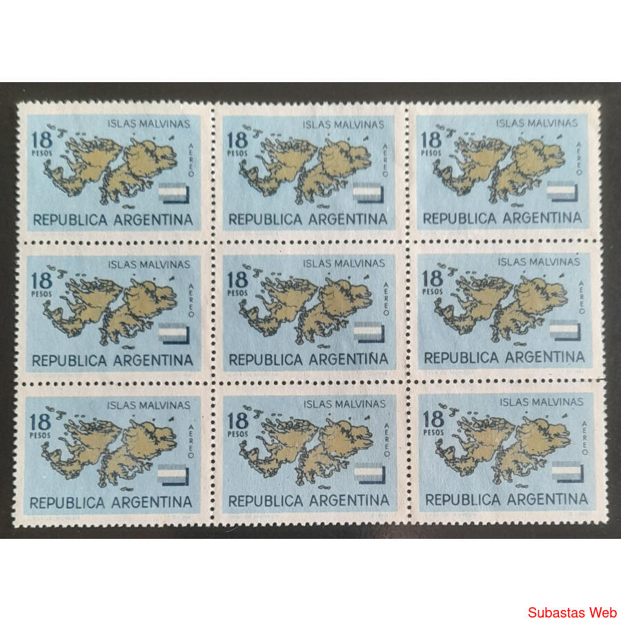 ARGENTINA GJ1274 MALVINAS. BLOQUE x 9 NUEVO VC: U$ 27.00