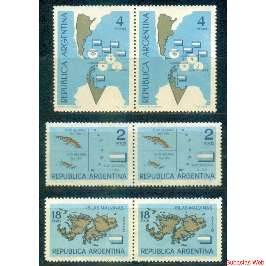 ARGENTINA GJ1272/74 SOBERANÍA ANTÁRTICA. 2 SERIES EN PAREJAS