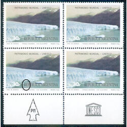 ARGENTINA GJ2182 GLACIARES CUADRO MINT VARIEDAD DE IMPRESION