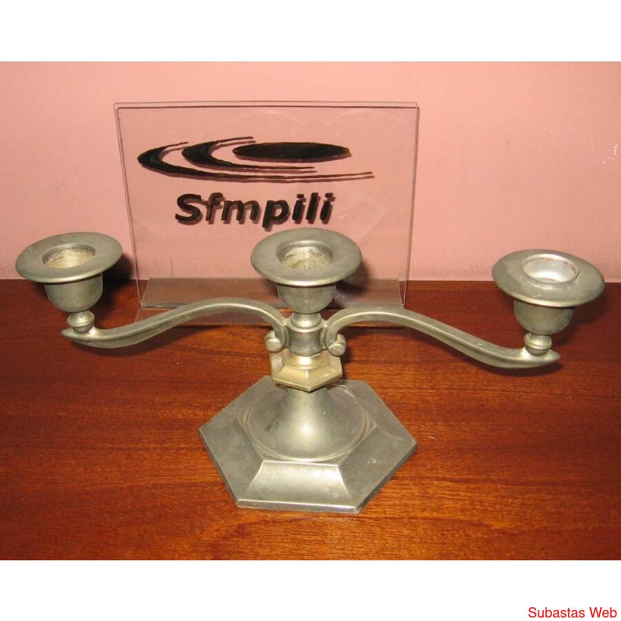 Antiguo Candelabro De Tres Velas Opilarsur