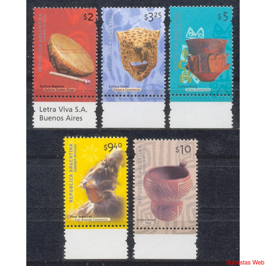 ARGENTINA GJ3095/3098+3708 SERIE MINT ARTEFACTOS INDIOS U$40