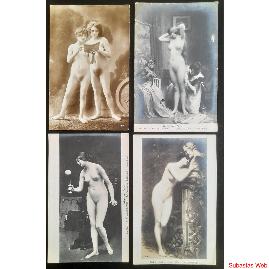 1910 HERMOSO LOTE DE 6 ANTIGUOS POSTALES DESNUDOS FEMENINOS