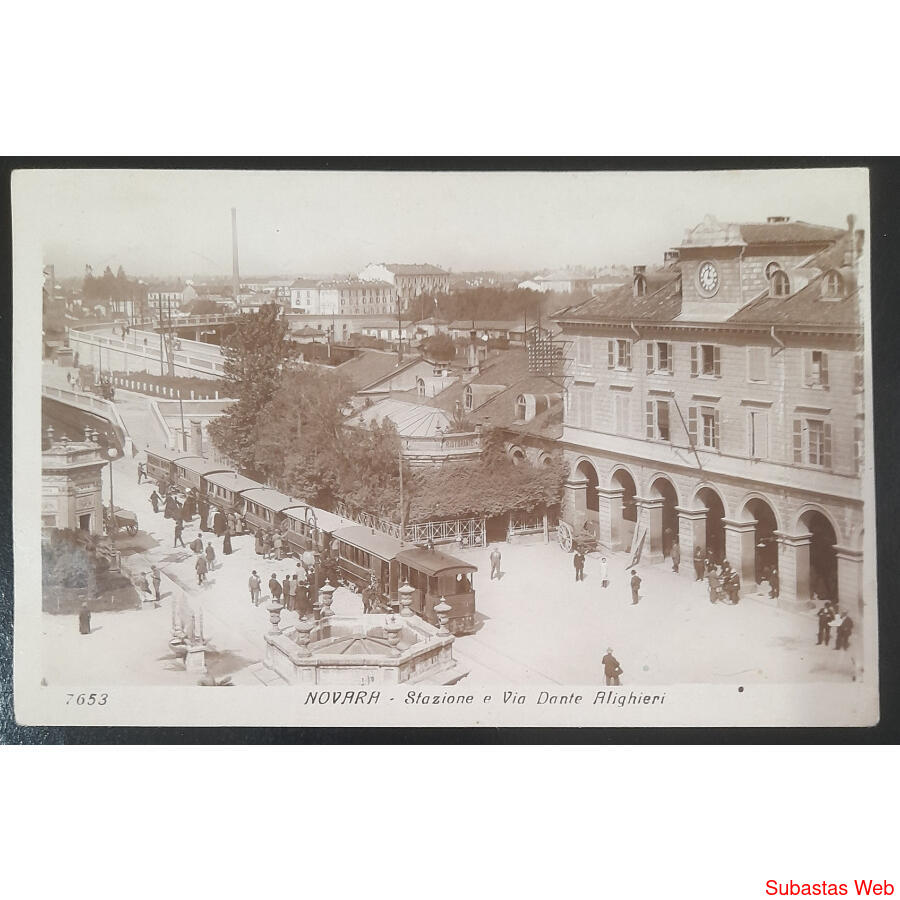 ITALIA. NOVARA POSTAL DE ESTACIÓN TREN y VÍA DANTE ALIGHIERI