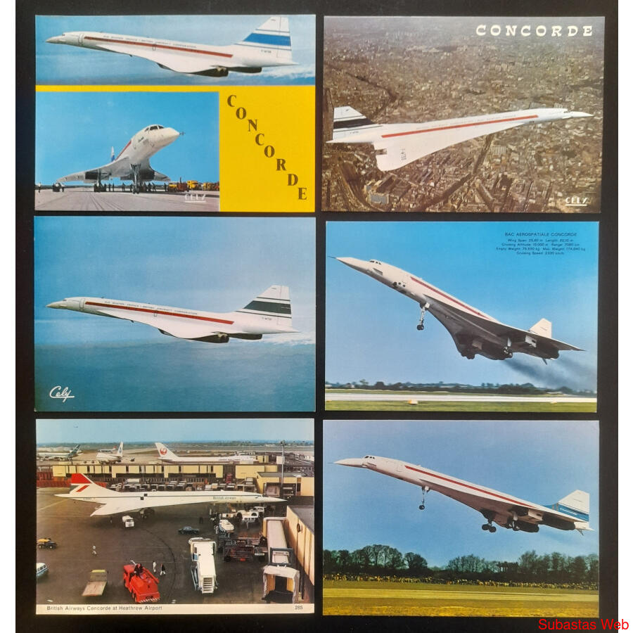 AVIÓN CONCORDE. ESPECTACULAR LOTE DE POSTALES + ÍTEMS PAPEL!