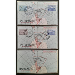 ARGENTINA 1965/66 3 TARJETAS DE BASES ANTÁRTICAS CIRCULADAS!