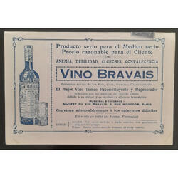 MUY ANTIGUA POSTAL CON PROPAGANDA DE VINO BRAVAIS AL DORSO