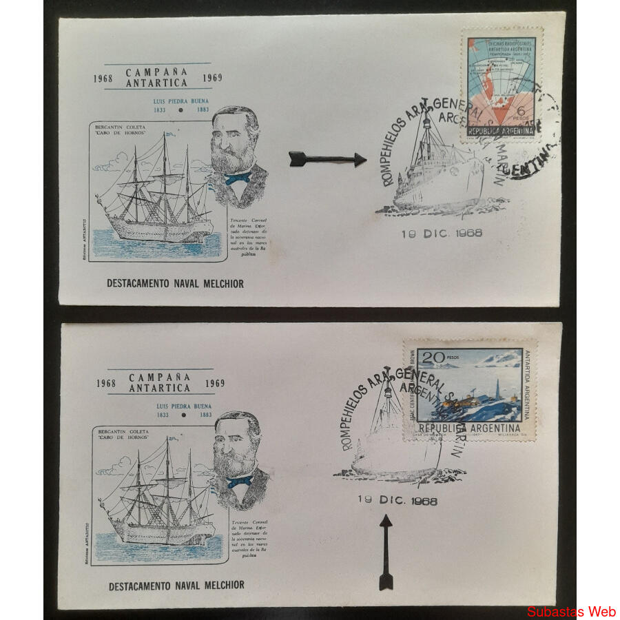 ARGENTINA. 2 VIEJOS SOBRES DEL ROMPEHIELOS Gral SAN MARTÍN!!