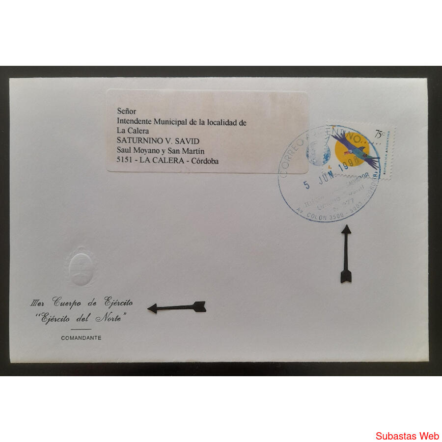 1998 RARO SOBRE OFICIAL MATASELLO OVALADO UNIDAD POSTAL 277