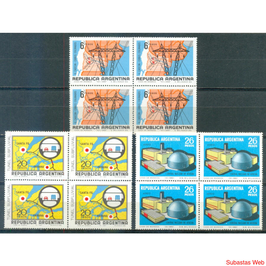 ARGENTINA GJ1505/1507 SERIE OBRAS SERIE CUADROS MINT U$8.00