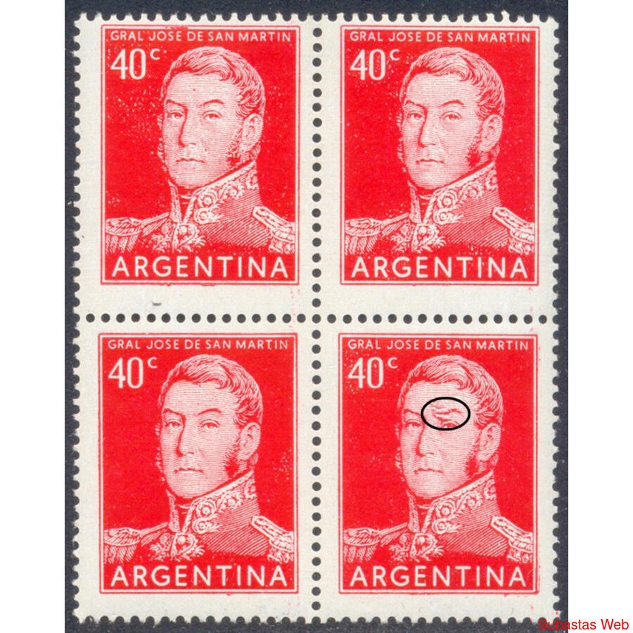 ARGENTINA GJ1039 TIZADO CUADRO MINT VAR. CEJA ROTA U$10.00