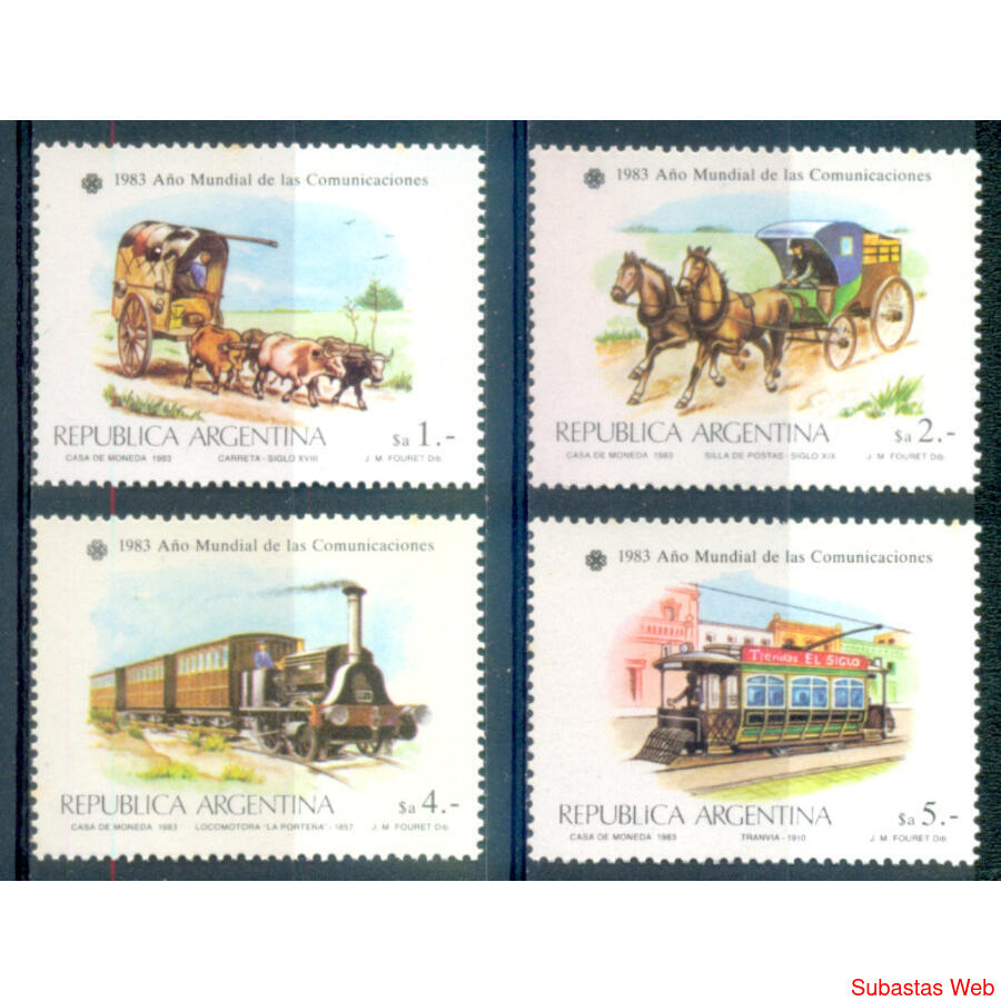 ARGENTINA GJ2128/2131 TRANSPORTES POSTALES SERIE MINT U$3.00