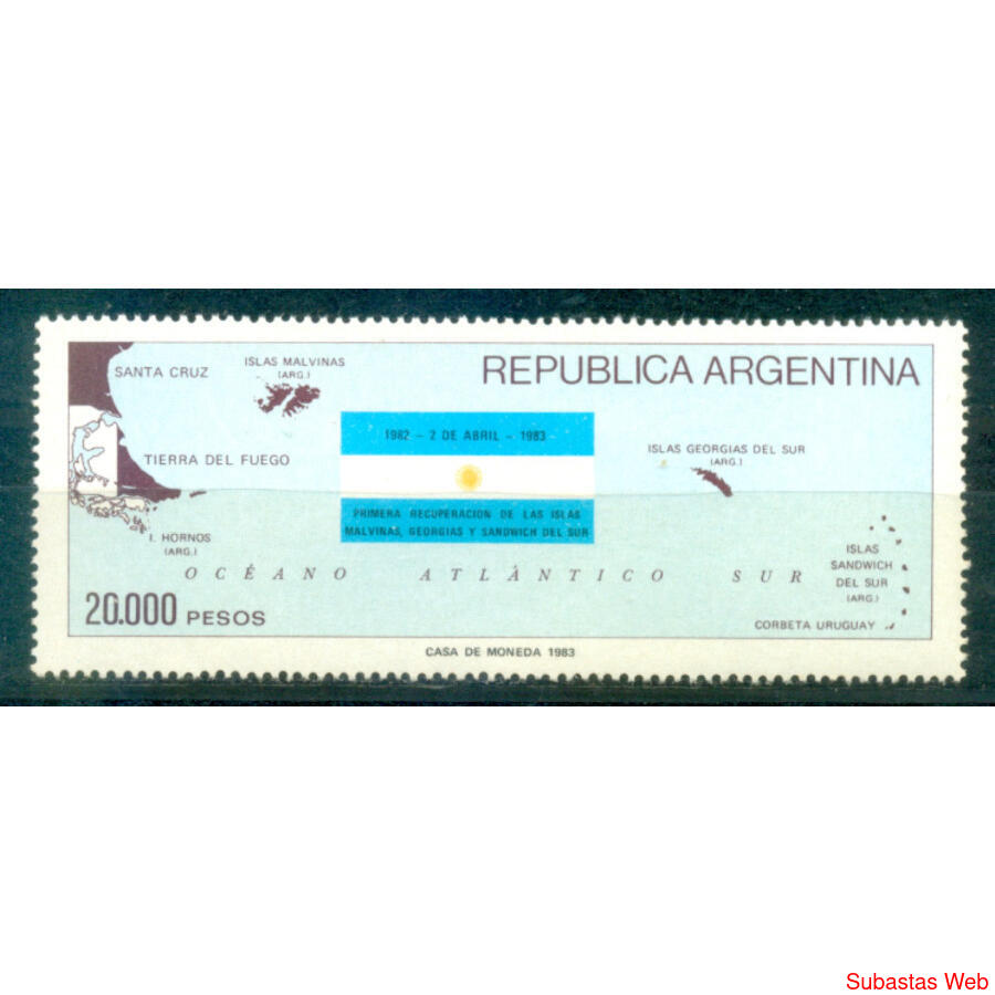 ARGENTINA GJ2083. 1er ANIV. DE LA RECUPERACIÓN MALVINAS MINT