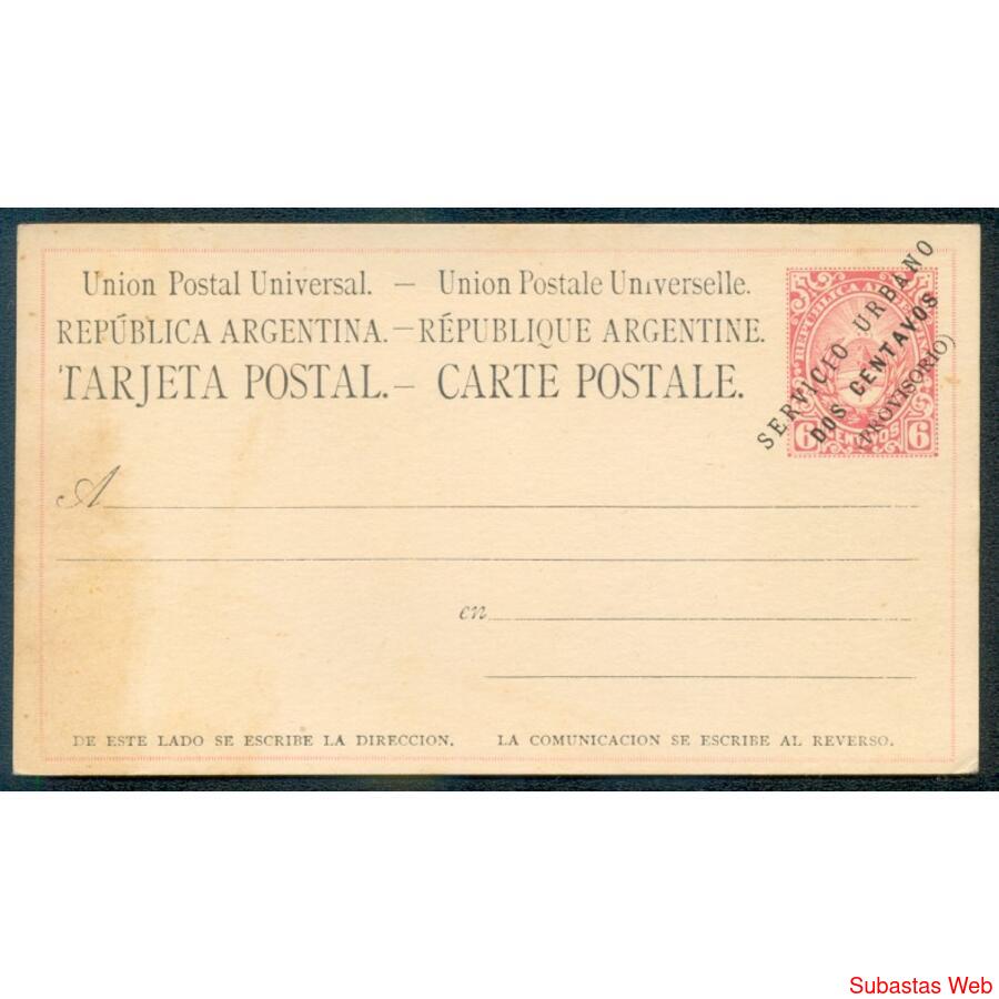 ARGENTINA GJTAR-8 TARJETA P/ SERVICIO URBANO NUEVA. U$100.00