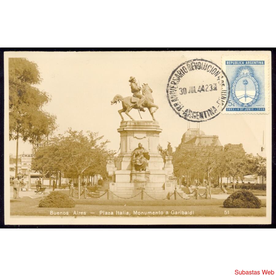 ARGENTINA GJ916 TARJETA DE MONUMENTO GARIBALDI PLAZA ITALIA