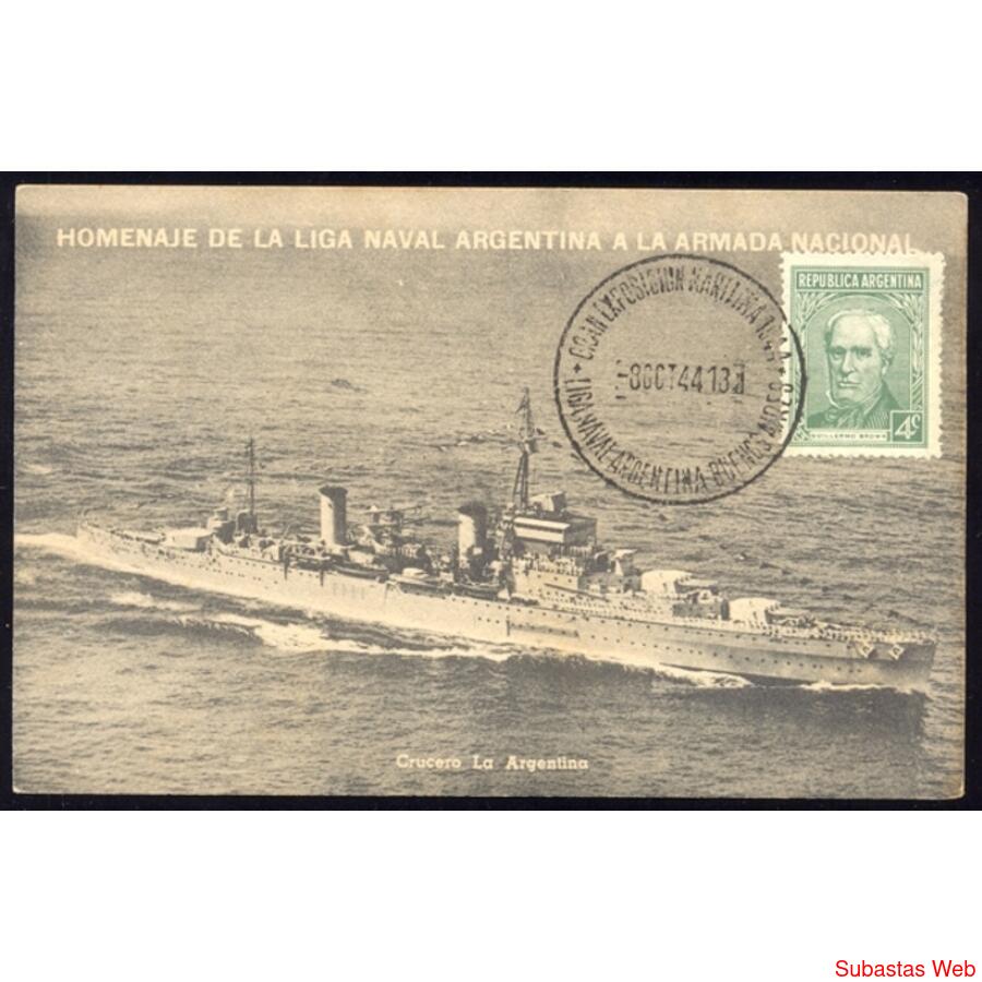 ARGENTINA 1944 TARJETA POSTAL DE CRUCERO A.R.A. LA ARGENTINA