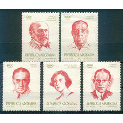 ARGENTINA GJ2078/2082 ESCRITORES SERIE COMPLETA MINT U$ 2.50