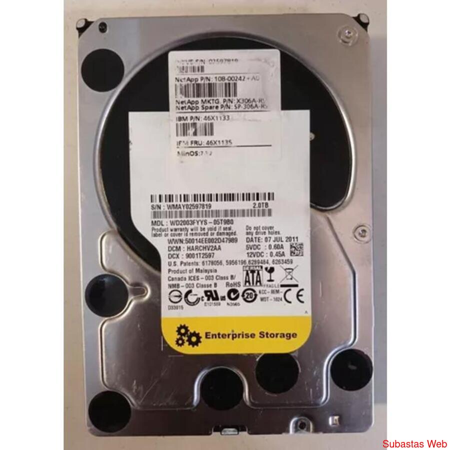 Disco Rigido SATA 3.5 2TB 7.2K Varias Marcas Hitachi o West