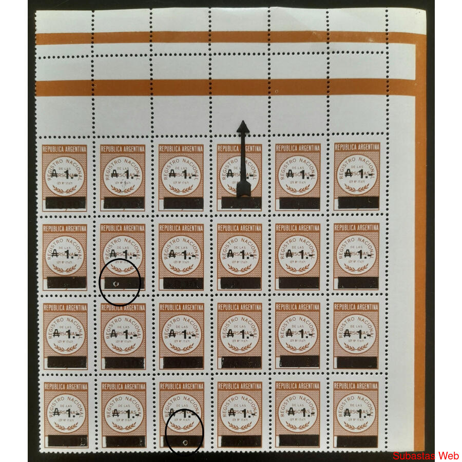 ARGENTINA. FISCALES BLOQUE MINT CON 6 RARISIMOS COMPLEMENTOS