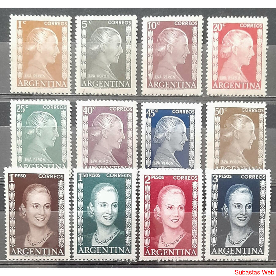 ARGENTINA GJ1003/1014 SERIE NUEVA EVA PERON - EVITA. U$11,70