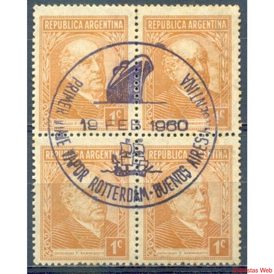 ARGENTINA GJ773 CUADRO CON MATASELLO VAPOR ROTTERDAM. RARO!!