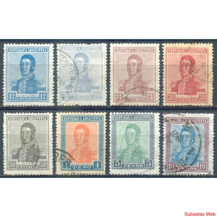 ARGENTINA GJ447/GJ454 LOS 8 VALORES CONSECUTIVOS TG. U$20.00