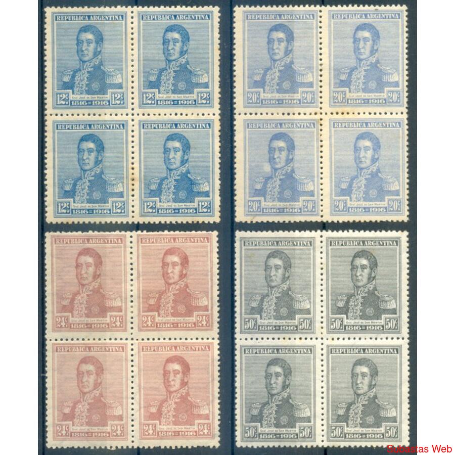 ARGENTINA GJ414/415/416/418- 4 VALORES EN CUADROS NUEVOS $38