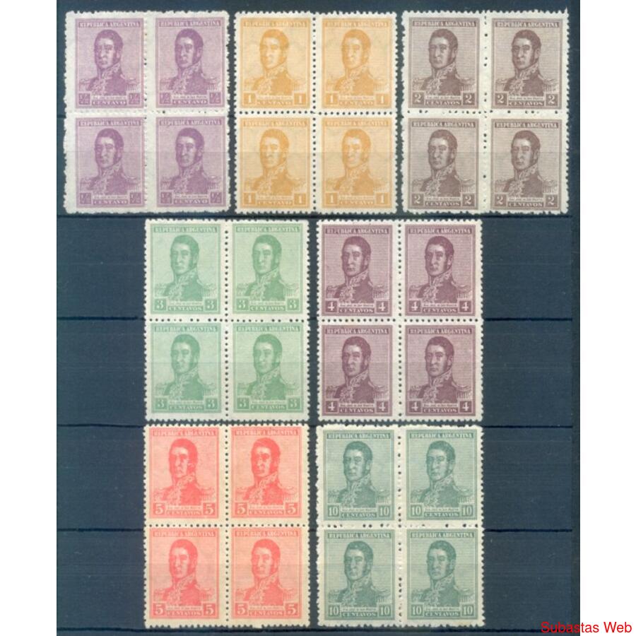 ARGENTINA GJ430  /GJ436.  7 VALORES EN CUADROS NUEVOS. U$38