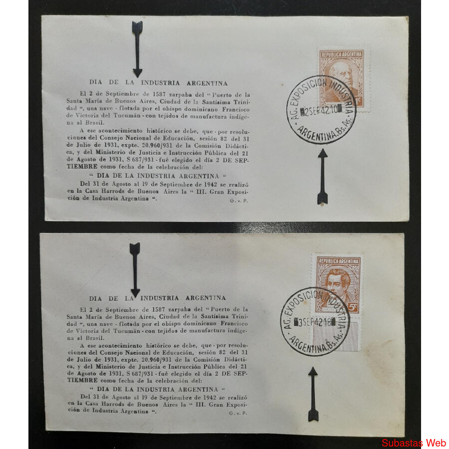 1942 RAROS SOBRES CON GOMIGRAFO **DÍA DE LA INDUSTRIA**