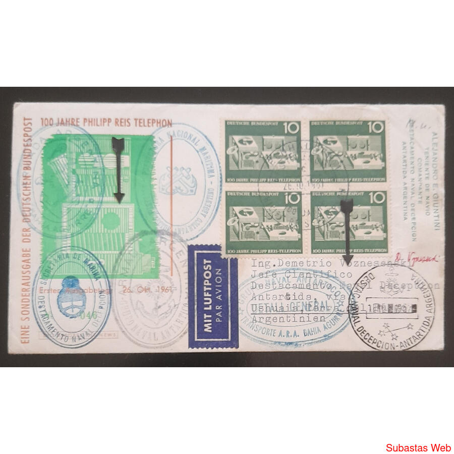ALEMANIA BDR 1967 ESPECTACULAR SOBRE A ANTÁRTIDA ARGENTINA!!
