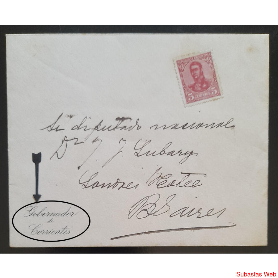 CORRIENTES 1910 CARTA DEL GOBERNADOR AL DIPUTADO J.J. LUBARY
