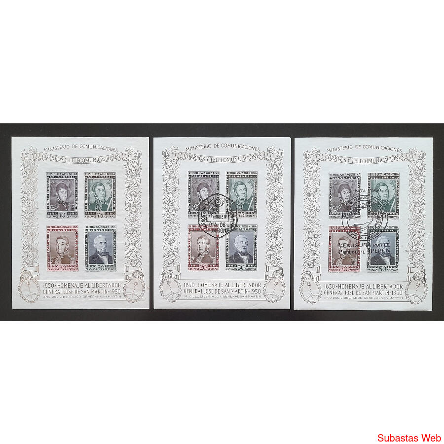 ARGENTINA GJHB13x3 DIFERENTES. ANIVERSARIO MUERTE SAN MARTÍN