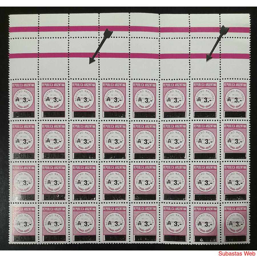 ARGENTINA. FISCALES BLOQUE MINT CON 8 COMPLEMENTOS MUY RAROS