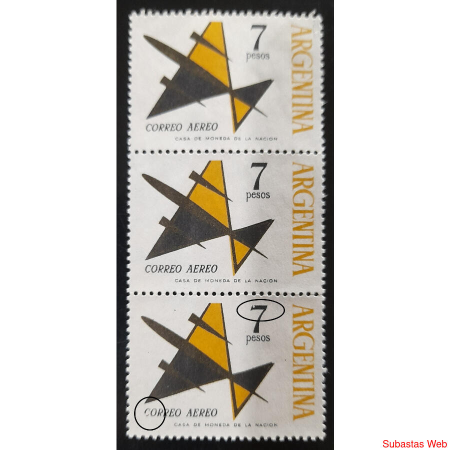 ARGENTINA GJ1253 TIRA x 3 NUEVA. DOBLE VARIEDAD DE IMPRESIÓN