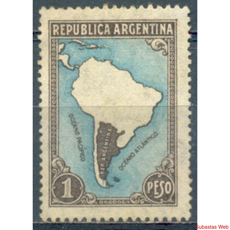 ARGENTINA GJ791 MAPA SIN LIMITES. MINT FILIGRANA RR U$10.00
