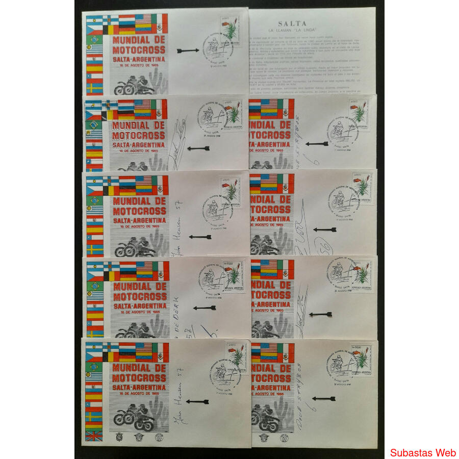 SALTA 1985. 9 RAROS SOBRES *CAMPEONATO MUNDIAL DE MOTOCROS*