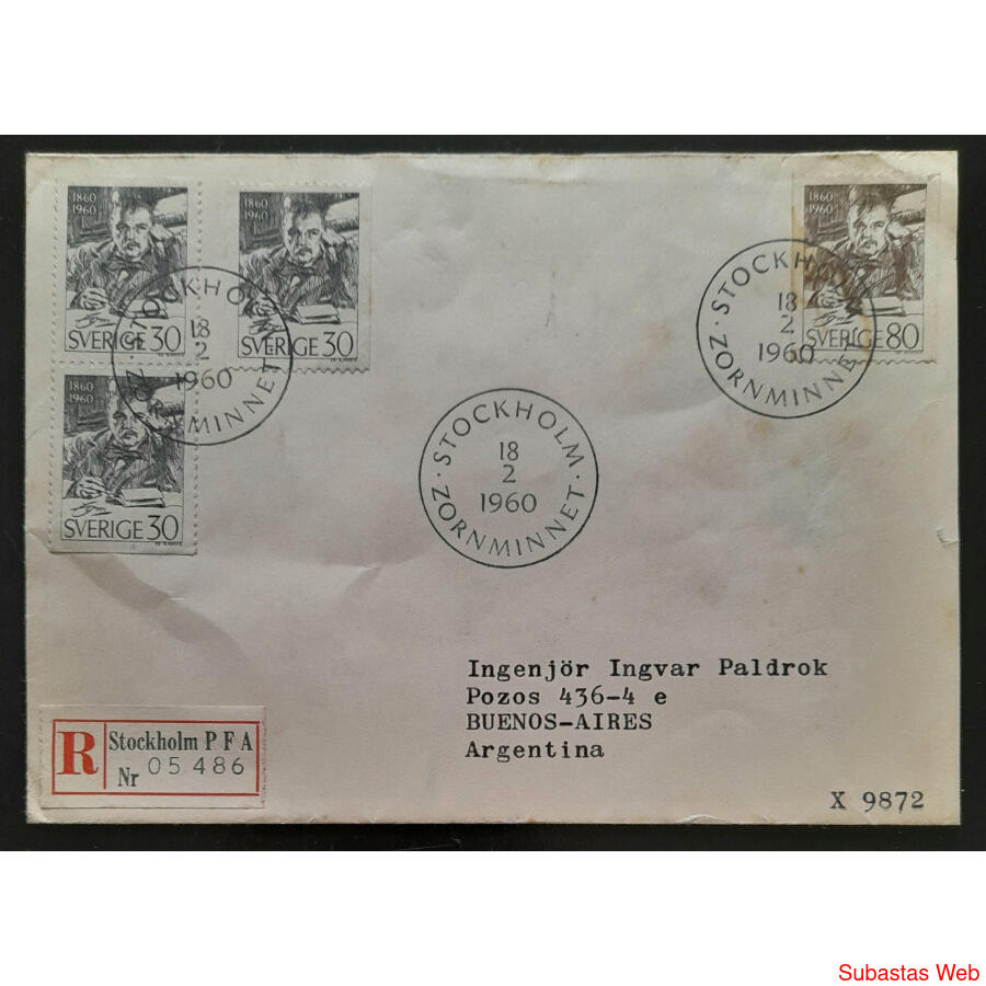 SUECIA. 1960 ESPLENDIDO SOBRE PDE CIRCULADO A ARGENTINA
