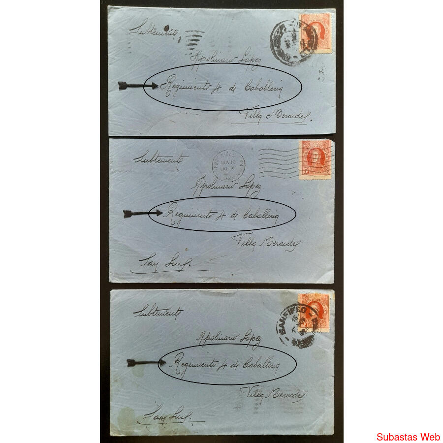 1923/26. LOTE DE 4 SOBRES AL *REGIMIENTO DE CABALLERÍA S.L.*