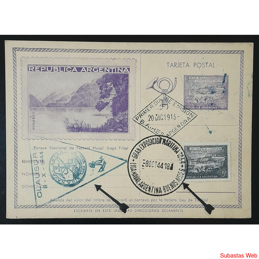 ARGENTINA.  ENTERO POSTAL GJTAR-93 CON MATASELLO CLAUSURA!!!