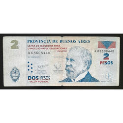 PROV. Bs. As. BONO 2 PESOS *PATACÓN* DARDO ROCHA. CIRCULADO!