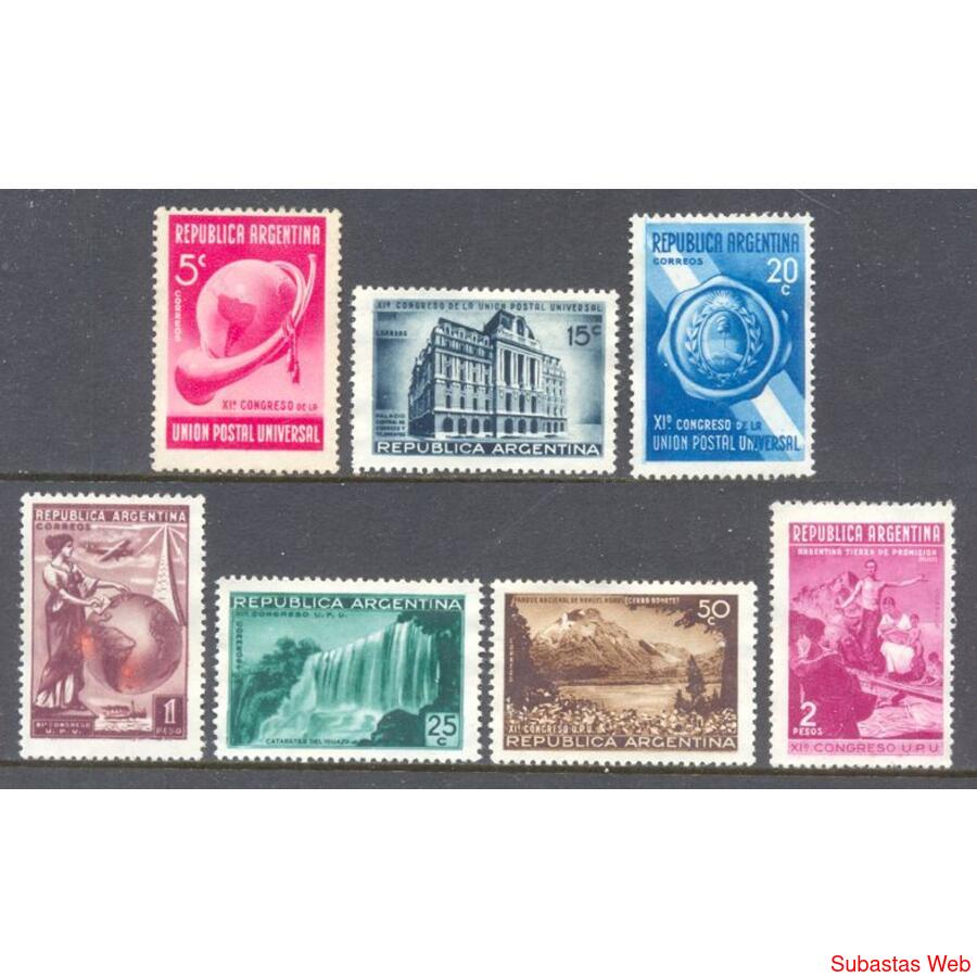ARGENTINA GJ823/829. U.P.U. 7 VALORES CONSECUTIVOS. U$42.00
